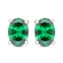 Sterling Silver 925 Earring Rhodium Plated Embedded With Emerald Zircon 