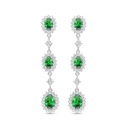 Sterling Silver 925 Earring Rhodium Plated Embedded With Emerald Zircon And White Zircon