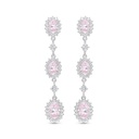 Sterling Silver 925 Earring Rhodium Plated Embedded With Pink Zircon And White Zircon