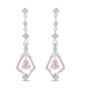 Sterling Silver 925 Earring Rhodium Plated Embedded With Pink Zircon And White Zircon