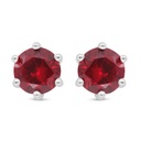 Sterling Silver 925 Earring Rhodium Plated Embedded With Ruby Corundum 