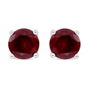 Sterling Silver 925 Earring Rhodium Plated Embedded With Ruby Corundum 