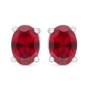 Sterling Silver 925 Earring Rhodium Plated Embedded With Ruby Corundum 