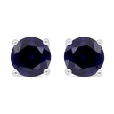 Sterling Silver 925 Earring Rhodium Plated Embedded With Sapphire Corundum 