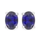 Sterling Silver 925 Earring Rhodium Plated Embedded With Sapphire Corundum 