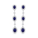 Sterling Silver 925 Earring Rhodium Plated Embedded With Sapphire Corundum And White Zircon