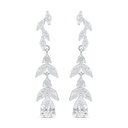 Sterling Silver 925 Earring Rhodium Plated Embedded With White Zircon