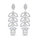 Sterling Silver 925 Earring Rhodium Plated Embedded With White Zircon