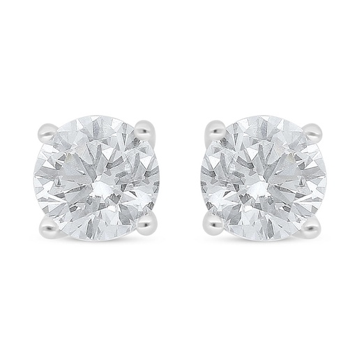 [EAR01WCZ00000D019] Sterling Silver 925 Earring Rhodium Plated Embedded With White Zircon