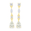 Sterling Silver 925 Earring Golden Plated Embedded With Diamond Color And White Zircon