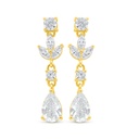 Sterling Silver 925 Earring Golden Plated Embedded With Diamond Color And White Zircon