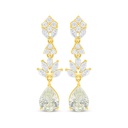 Sterling Silver 925 Earring Golden Plated Embedded With Diamond Color And White Zircon