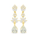 Sterling Silver 925 Earring Golden Plated Embedded With Diamond Color And White Zircon