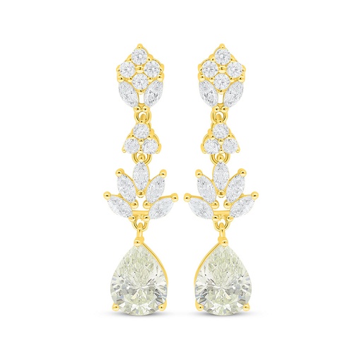 [EAR02CIT00WCZC991] Sterling Silver 925 Earring Golden Plated Embedded With Diamond Color And White Zircon