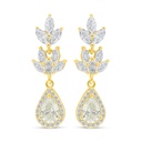 Sterling Silver 925 Earring Golden Plated Embedded With Diamond Color And White Zircon