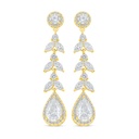 Sterling Silver 925 Earring Golden Plated Embedded With Diamond Color And White Zircon