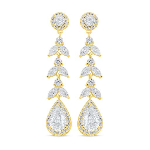 [EAR02CIT00WCZC993] Sterling Silver 925 Earring Golden Plated Embedded With Diamond Color And White Zircon