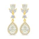 Sterling Silver 925 Earring Golden Plated Embedded With Diamond Color And White Zircon