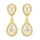 Sterling Silver 925 Earring Golden Plated Embedded With Diamond Color And White Zircon