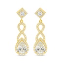 Sterling Silver 925 Earring Golden Plated Embedded With Diamond Color And White Zircon