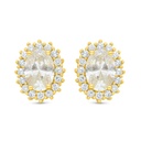 Sterling Silver 925 Earring Golden Plated Embedded With Diamond Color And White Zircon