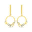 Sterling Silver 925 Earring Golden Plated Embedded With Diamond Color And White Zircon