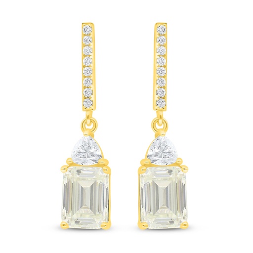 [EAR02CIT00WCZD012] Sterling Silver 925 Earring Golden Plated Embedded With Diamond Color And White Zircon