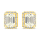 Sterling Silver 925 Earring Golden Plated Embedded With Diamond Color And White Zircon