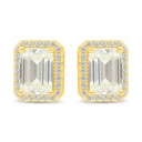 Sterling Silver 925 Earring Golden Plated Embedded With Diamond Color And White Zircon