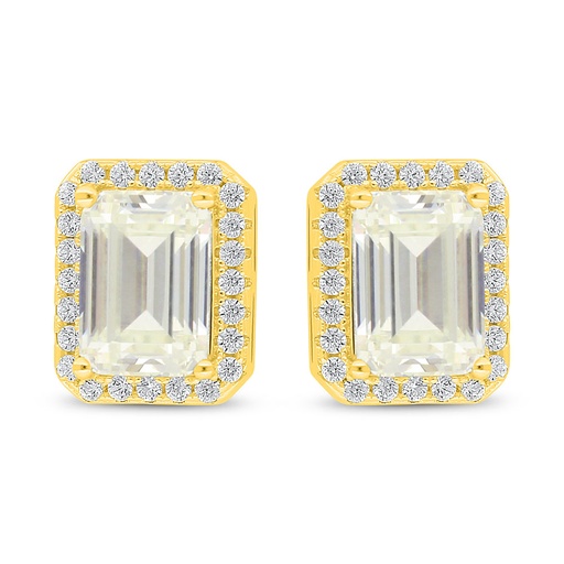 [EAR02CIT00WCZD022] Sterling Silver 925 Earring Golden Plated Embedded With Diamond Color And White Zircon