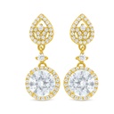 Sterling Silver 925 Earring Golden Plated Embedded With Diamond Color And White Zircon