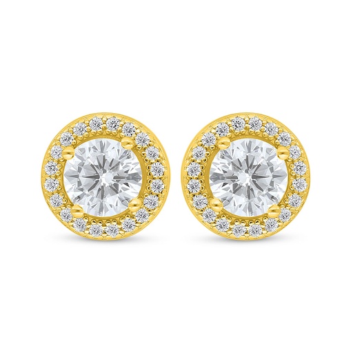 [EAR02CIT00WCZD041] Sterling Silver 925 Earring Golden Plated Embedded With Diamond Color And White Zircon