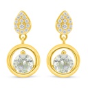 Sterling Silver 925 Earring Golden Plated Embedded With Diamond Color And White Zircon