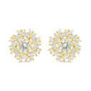 Sterling Silver 925 Earring Golden Plated Embedded With Diamond Color And White Zircon