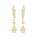 Sterling Silver 925 Earring Golden Plated Embedded With Diamond Color And White Zircon