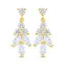 Sterling Silver 925 Earring Golden Plated Embedded With White Zircon