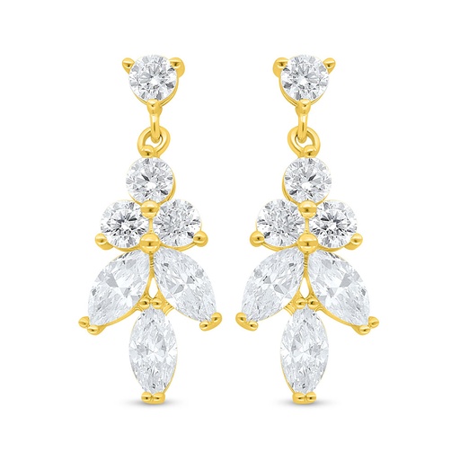 [EAR02WCZ00000C989] Sterling Silver 925 Earring Golden Plated Embedded With White Zircon