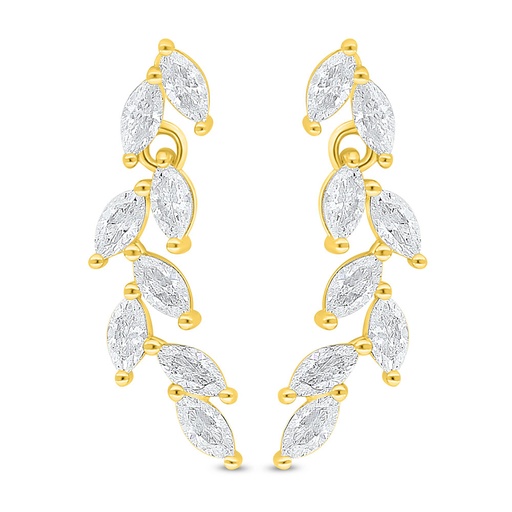 [EAR02WCZ00000C990] Sterling Silver 925 Earring Golden Plated Embedded With White Zircon