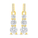 Sterling Silver 925 Earring Golden Plated Embedded With White Zircon