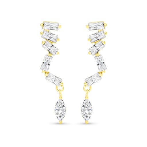 [EAR02WCZ00000D061] Sterling Silver 925 Earring Golden Plated Embedded With White Zircon