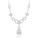 Sterling Silver 925 Necklace Rhodium Plated Embedded With Diamond Color And White Zircon