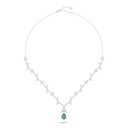 Sterling Silver 925 Necklace Rhodium Plated Embedded With Emerald Zircon And White Zircon