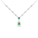 Sterling Silver 925 Necklace Rhodium Plated Embedded With Emerald Zircon And White Zircon