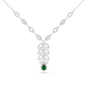 Sterling Silver 925 Necklace Rhodium Plated Embedded With Emerald Zircon And White Zircon