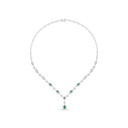 Sterling Silver 925 Necklace Rhodium Plated Embedded With Emerald Zircon And White Zircon