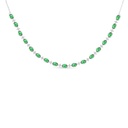 Sterling Silver 925 Necklace Rhodium Plated Embedded With Emerald Zircon And White Zircon