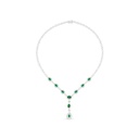 Sterling Silver 925 Necklace Rhodium Plated Embedded With Emerald Zircon And White Zircon