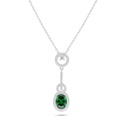 Sterling Silver 925 Necklace Rhodium Plated Embedded With Emerald Zircon And White Zircon