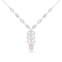 Sterling Silver 925 Necklace Rhodium Plated Embedded With Pink Zircon And White Zircon