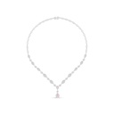 Sterling Silver 925 Necklace Rhodium Plated Embedded With Pink Zircon And White Zircon